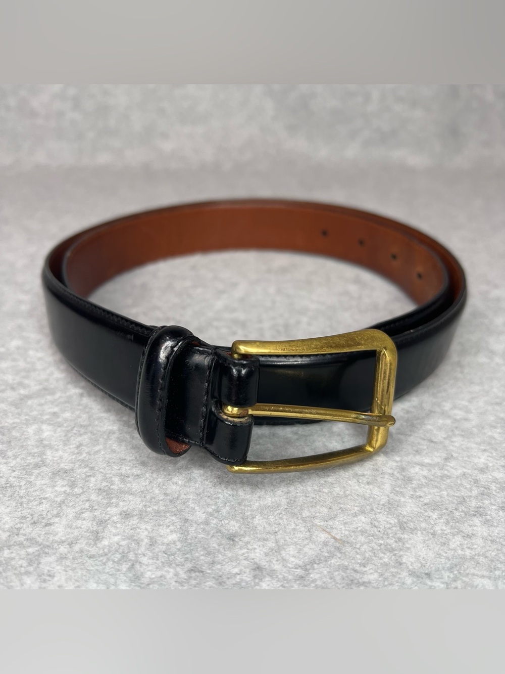 Coach Leather Belt Size 38 Polished Cowhide Brass Buckle Black 3931